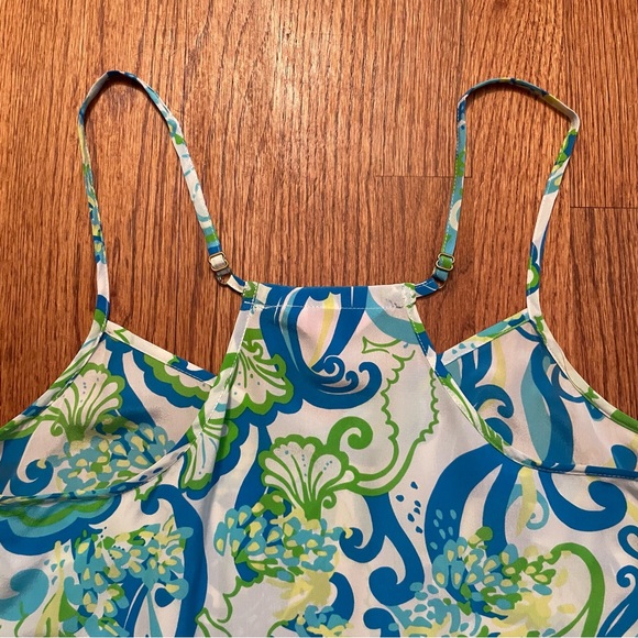 Lilly Pulitzer Dusk Racerback Resort White Crystal Coast silk top size XS - Picture 7 of 13